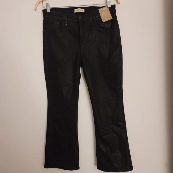 Madewell Petite‎ Kick Out Crop Jeans: Coated Edition in True Black Wash Size P29 - Picture 5 of 15